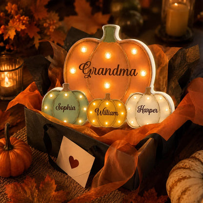 Personalized Grandma Acrylic Light Box with Little Pumpkins, Heartwarming Creative Gift for Family