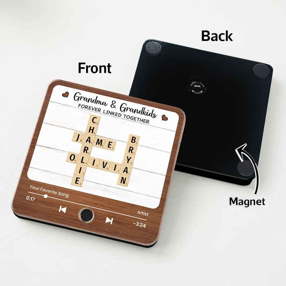 Acrylic Music Magnet for Grandma & Grandkids, Rustic Tile Design, Fridge Decor Keepsake, Creative Gift