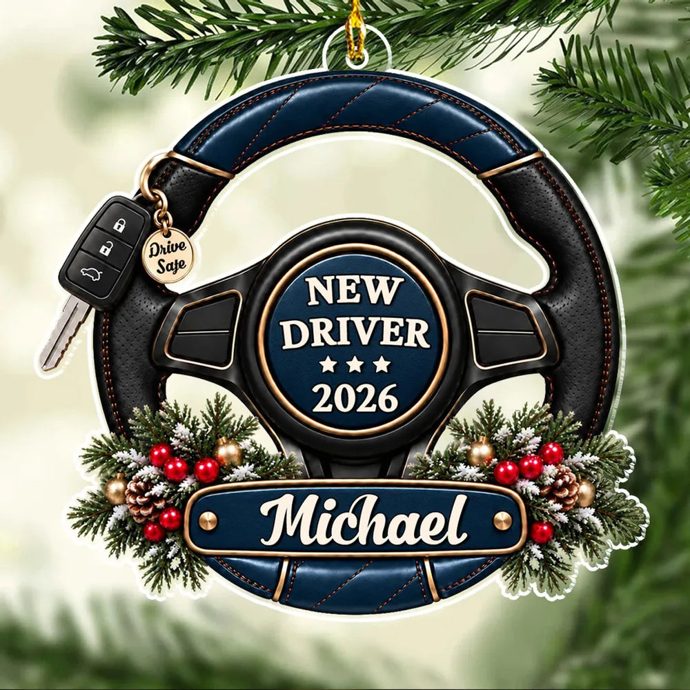New Driver Acrylic Ornament, Personalized Driving Keepsake, Creative Gift for a Proud Family Celebration