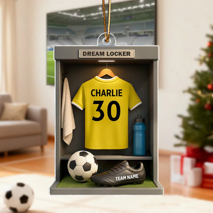 Soccer Locker Acrylic Ornament – Perfect Holiday Gift for Soccer Lovers & Players