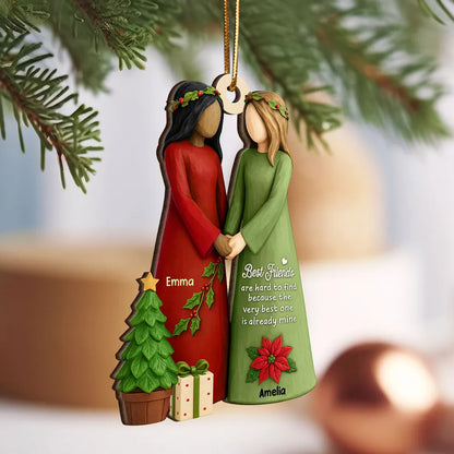 Christmas Wooden Ornament Featuring Friendship Theme · Heartwarming Décor Piece · A Thoughtful Gift for Friends