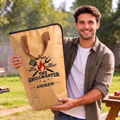 Personalized BBQ Resting Bag, Flame and Grill Tool Design for Backyard Cookouts, Unique Gift for Grill Lovers