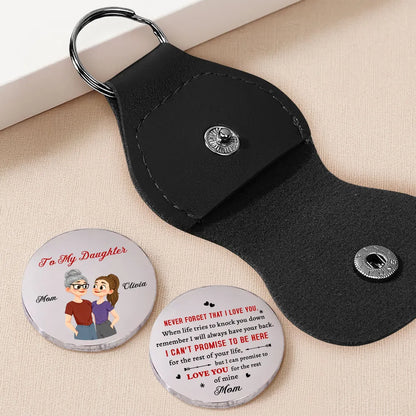 Personalized Pocket Hug for Daughter, Mom and Daughter Illustration, Never Forget That I Love You, Unique Keepsake Gift