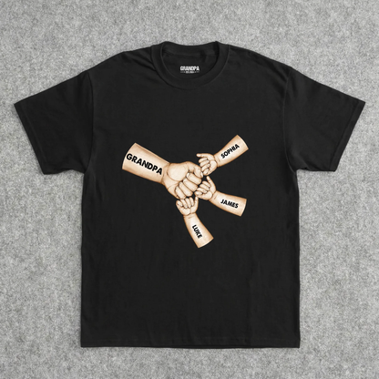 Dual Print Classic Tee Personalized Grandpa Fist Bump Design - A Sweet Family Bond Gift for Grandpa and Grandkids