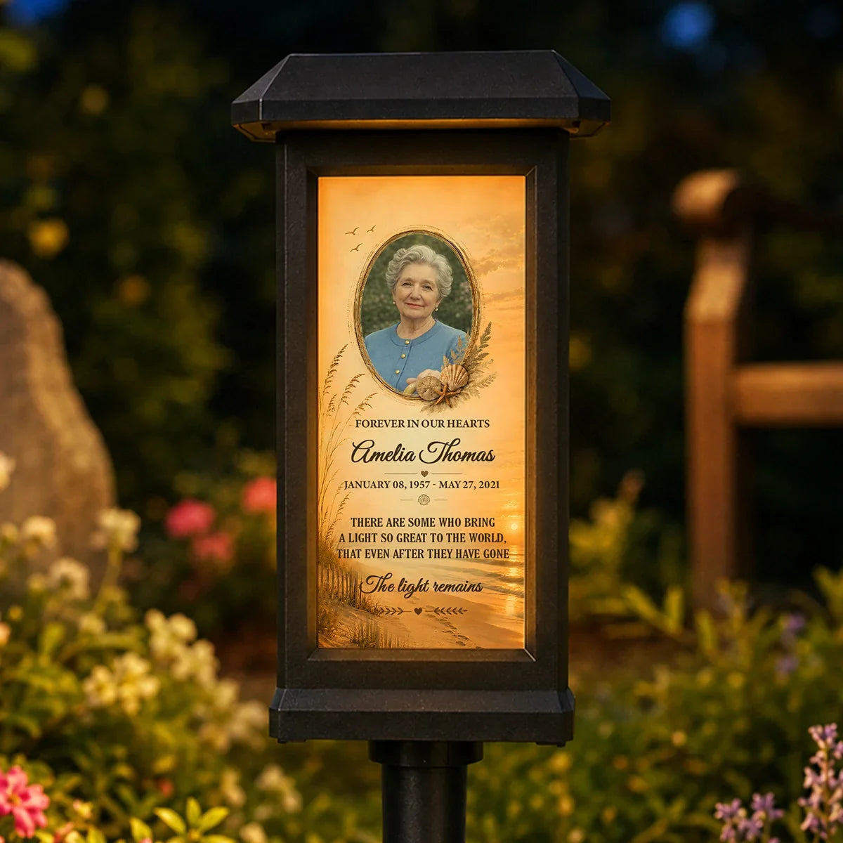 Personalized Solar Garden Stake Light, Forever in Our Hearts Tribute, Creative Remembrance Gift for Family