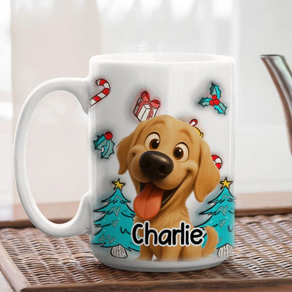 Adorable Dog Christmas White Ceramic Mug – Festive Cartoon Style, Perfect Gift for Dog Lovers