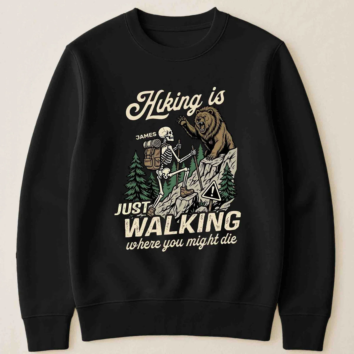Hiking Is Just Walking Classic Tee, Creative Gift For Hikers With Vintage Bear Forest Art