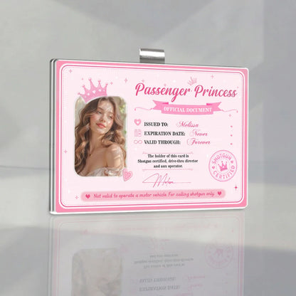 Custom Front Seat Royalty Car Visor Clip, Funny Photo Keepsake & Unique Creative Gift For Her