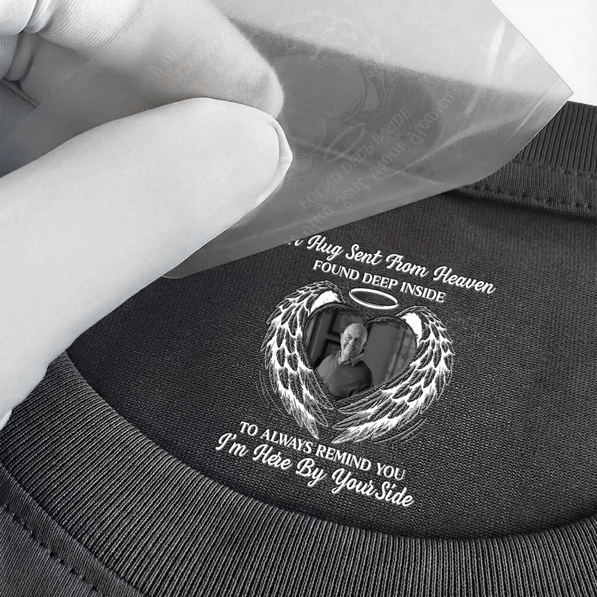 Personalized Classic Tee With Hidden Memorial Message, Angel Wings Unique Gift for Family