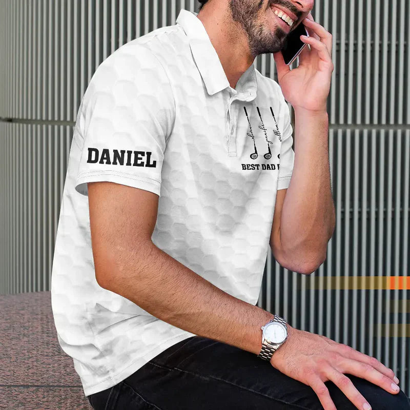 Personalized Golf Printed Polo Shirt For Dad, Best Dad By Par Unique Gift For Father's Day