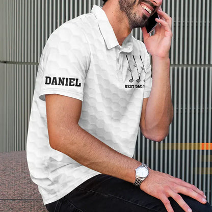 Personalized Golf Printed Polo Shirt For Dad, Best Dad By Par Unique Gift For Father's Day