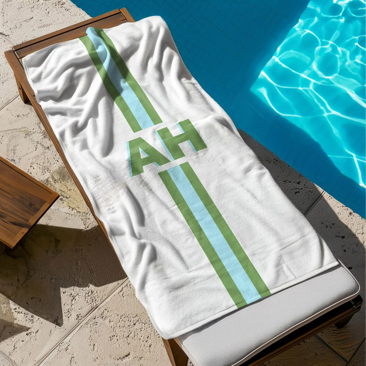 Personalized Monogram Beach Towel With Color Stripe, Unique Gift For Beach Trips