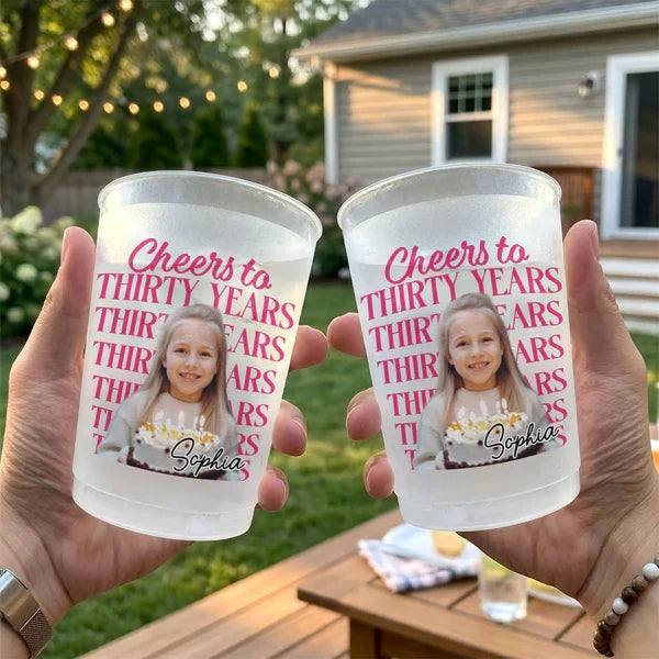 Personalized Frosted Plastic Cup with Custom Portrait, Colorful Birthday Keepsake and Unique Gift for Family