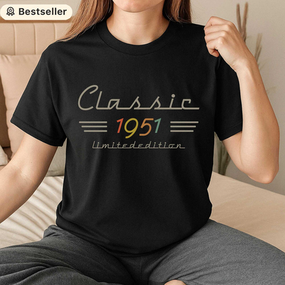 Personalized Classic Tee with Retro Birth Year Graphic, Unique Birthday Gift for Dad