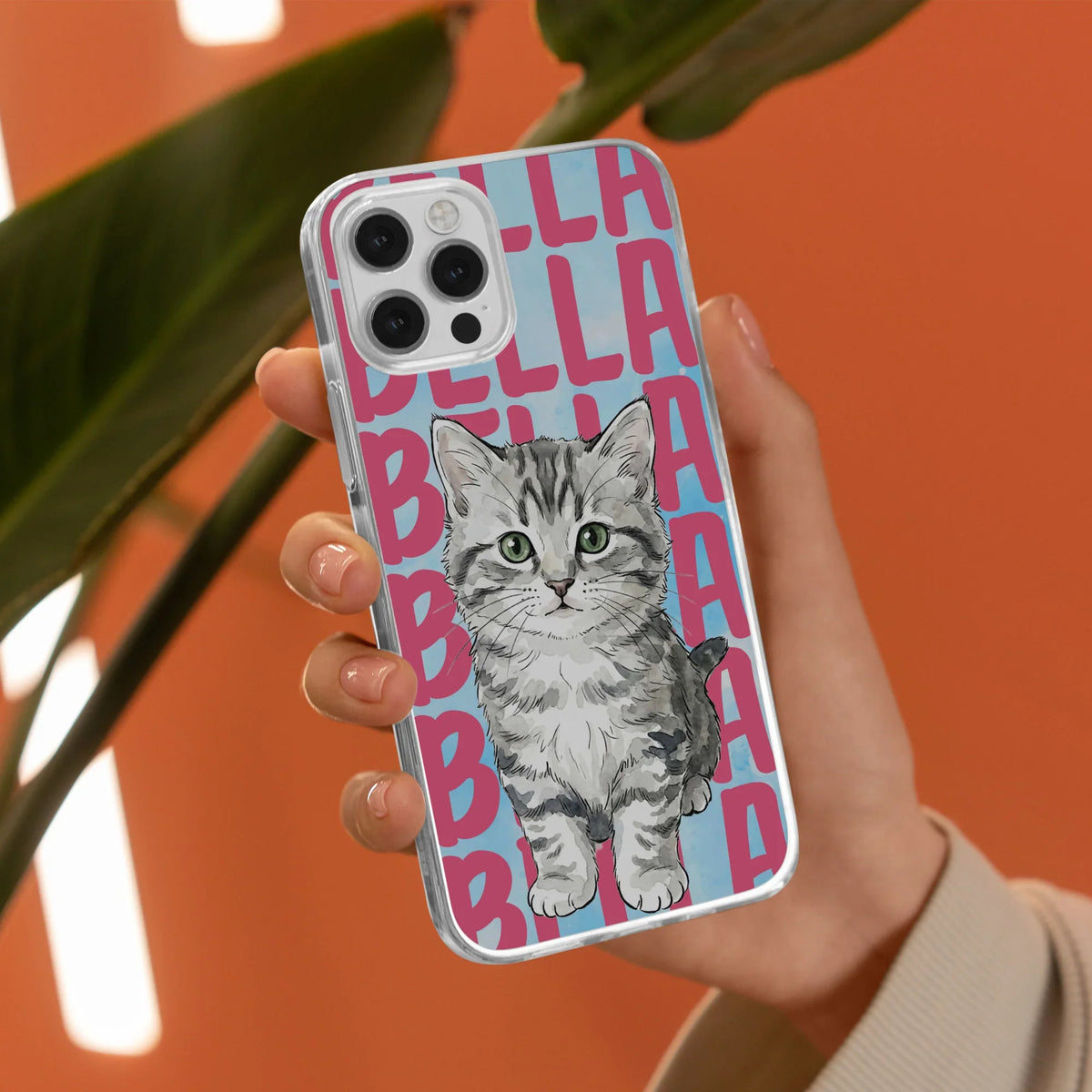 Custom Pet Portrait Clear TPU Phone Case, Personalized Watercolor Style Unique Gift for Dog & Cat Lovers