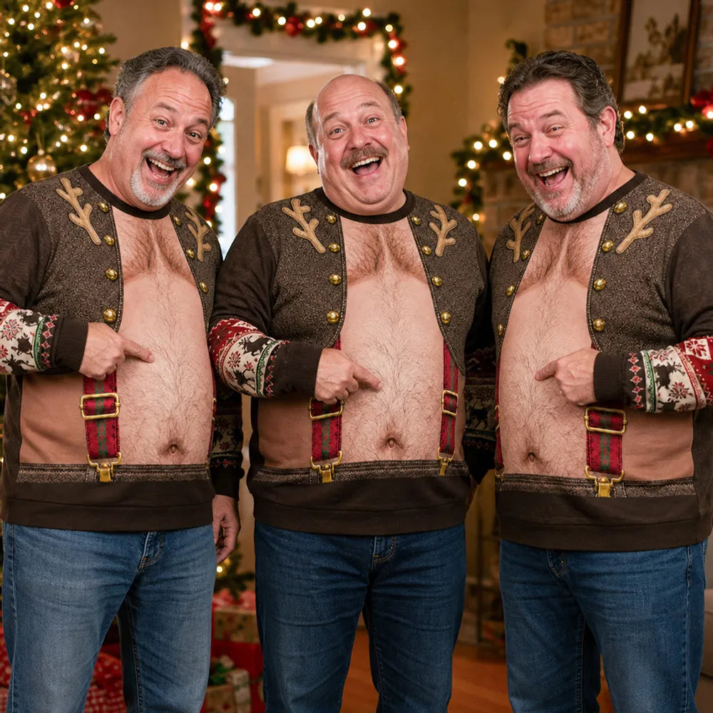 Personalized Jolly Belly Printed Sweatshirt, Laughing Man Festive Style, Unique Gift for Men