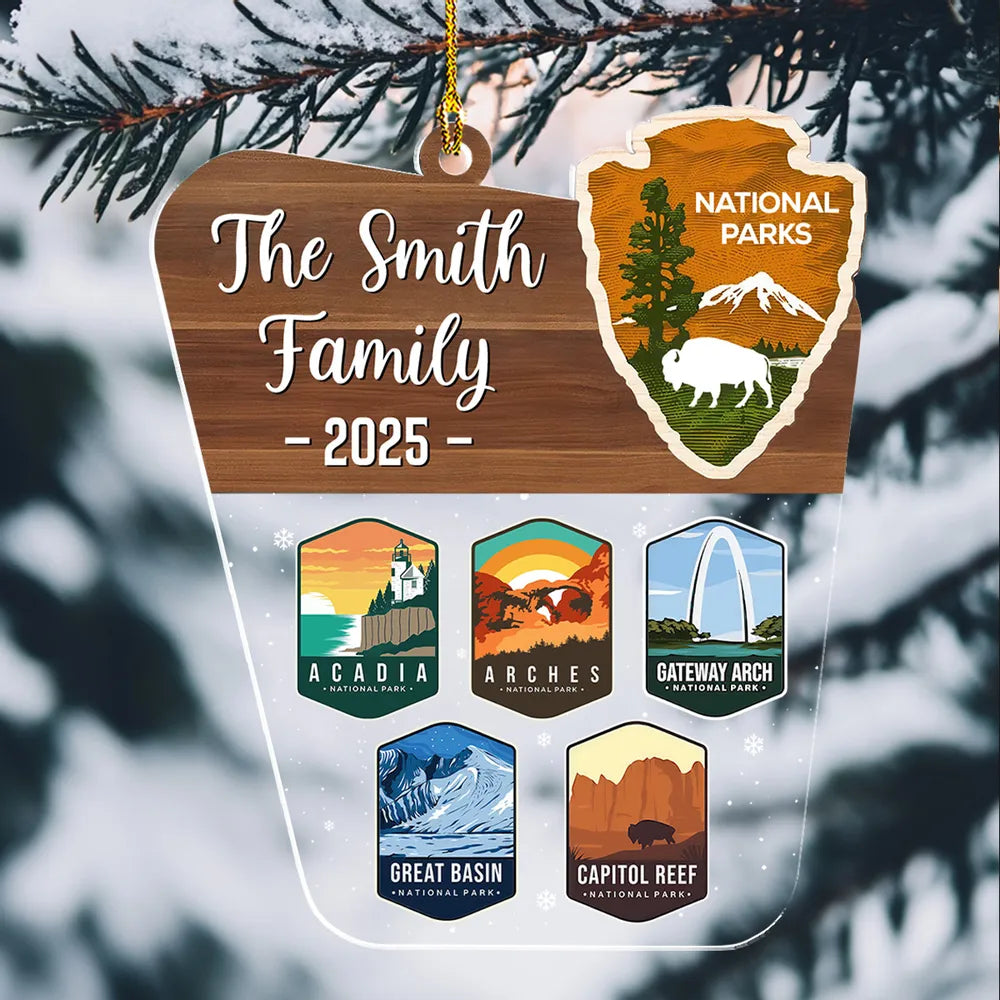 Personalized National Parks Acrylic Ornament, Scenic Christmas Tree Keepsake, Unique Gift for Family