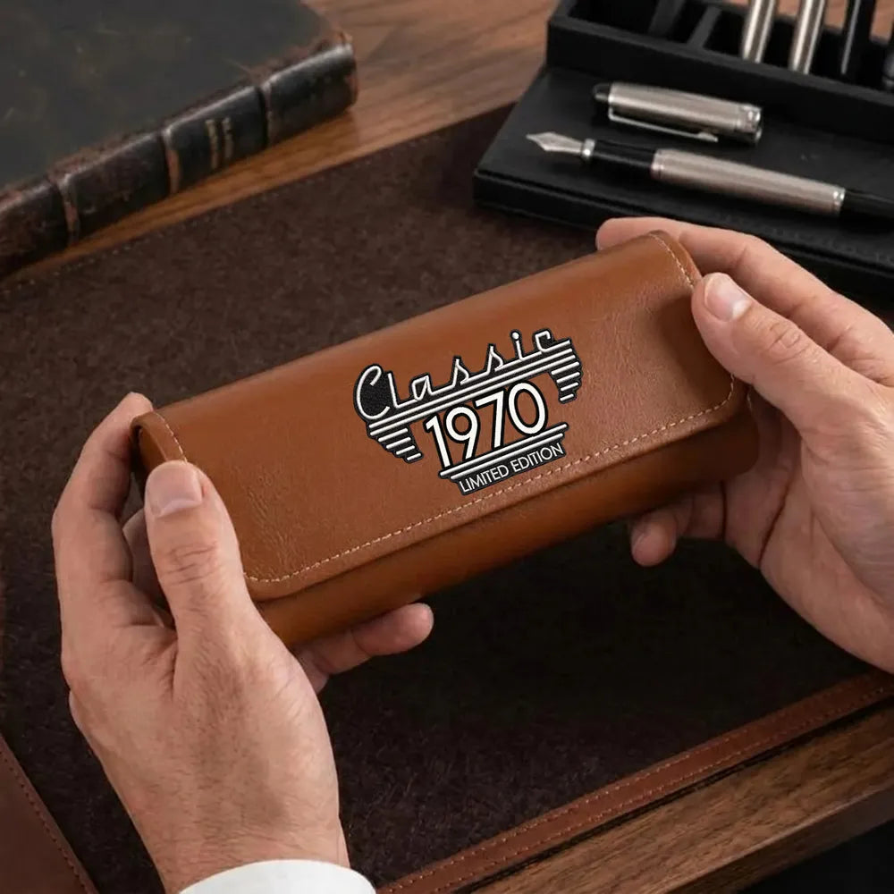 Classic Edition Leather Eyeglass Case for Dad, Custom Nostalgic Keepsake and Creative Gift