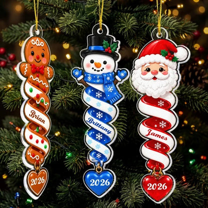 Personalized Acrylic Ornament, Colorful Spiral Christmas Characters, Unique Creative Gift for Kids