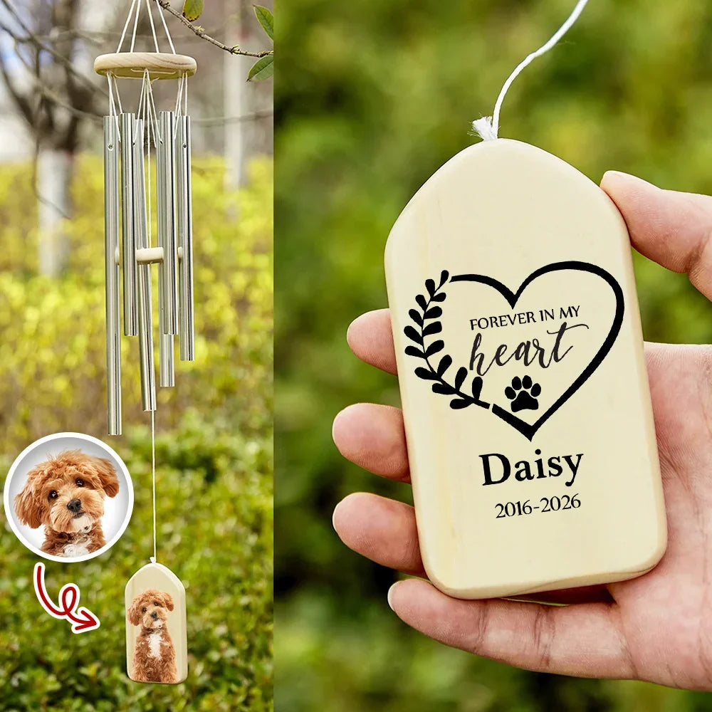 Metal Tube Wind Chime, Personalized Pet Memorial for Garden, Hear the Wind and Think of Me, Creative Gift for Pet Owner