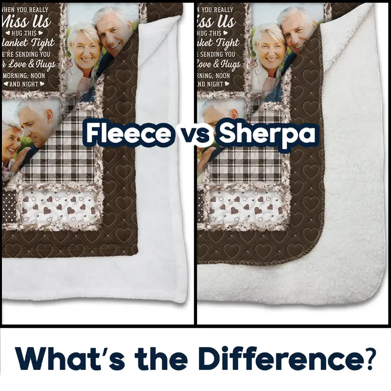 Custom Photo Collage Fleece Blanket Miss Me Hug This Blanket Tight - Heartwarming Keepsake Gift For Family
