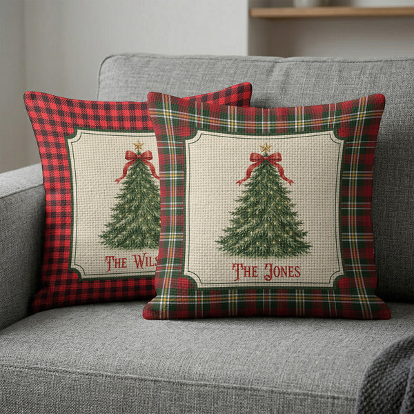 Personalized Square Pillow, Family Christmas Tree Keepsake and Creative Gift for Parents and Grandparents
