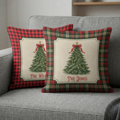 Personalized Square Pillow, Family Christmas Tree Keepsake and Creative Gift for Parents and Grandparents