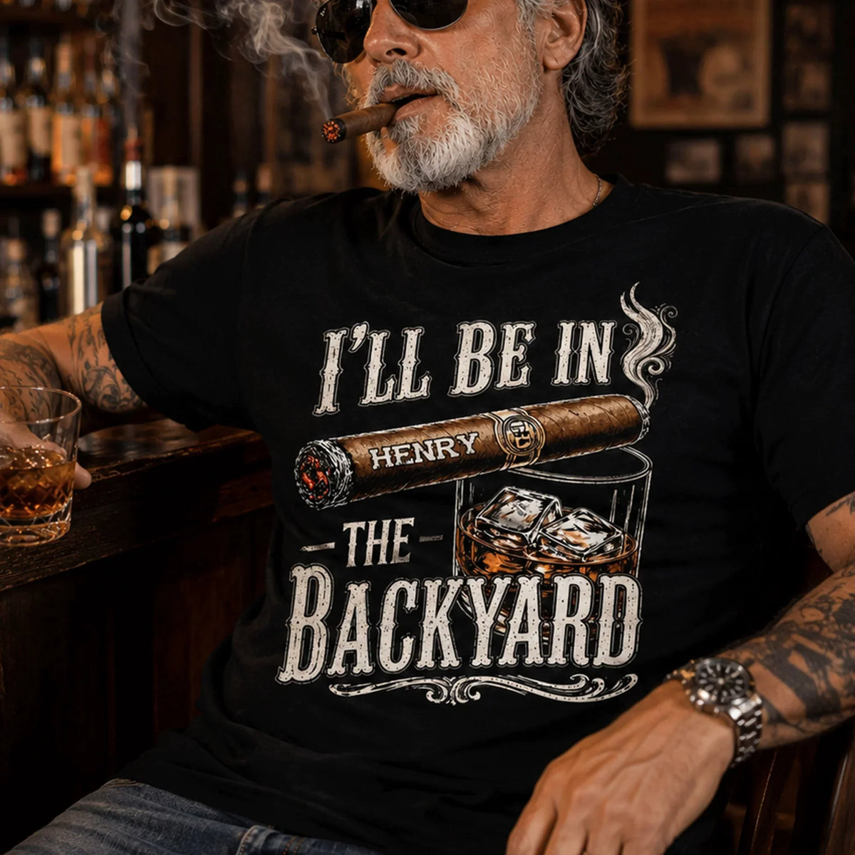 Personalized Classic Tee With I'll Be In The Backyard Quote, Creative Gift For Husband Or Grandpa
