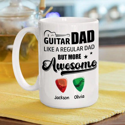 Personalized Guitar Dad Quote Ceramic Mug for Morning Coffee, Funny Stylish Gift for Dad