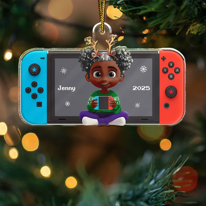 Gaming Themed Acrylic Ornament with Cute Character Design – Perfect Gift for Game Lovers