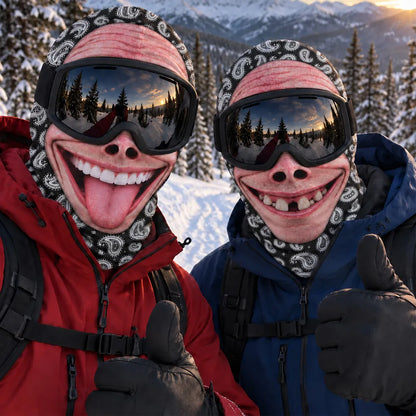 Personalized Balaclava Face Mask, Funny Character for Thumbs-Up Ski Resort Photos, Unique Gift for Ski Friends