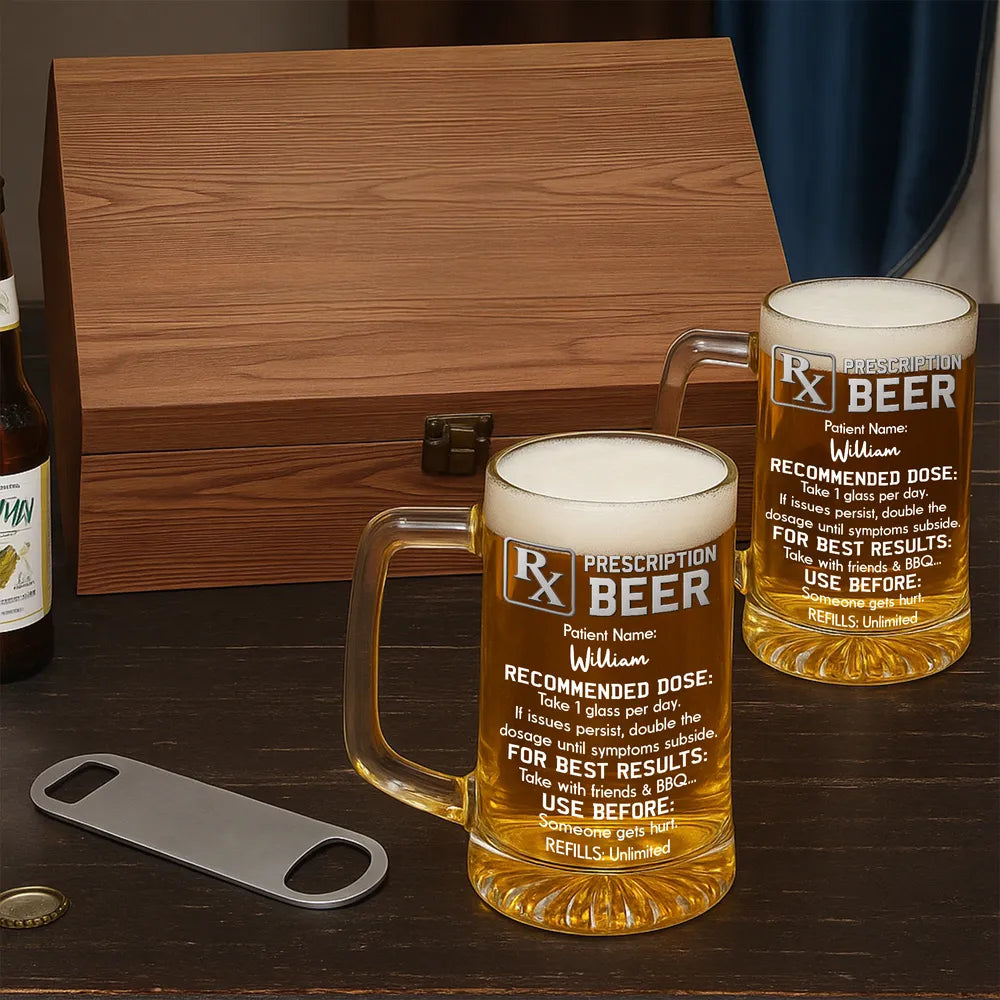 Custom Handled Beer Glass, Double Dose Beer Joke for Warm Bar Nights, Unique Creative Gift for Beer Lovers