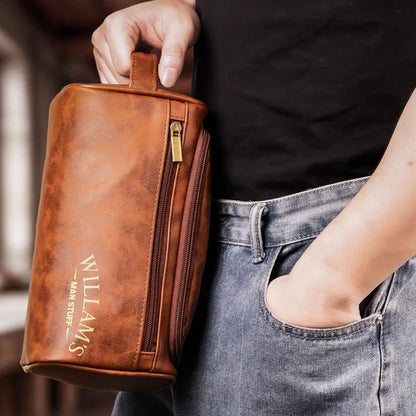 Personalized Leather Toiletry Bag, Thoughtful Travel Keepsake, Creative Gift for Husband or Dad