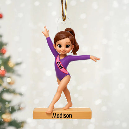 Gymnast Girl Acrylic Ornament – Holiday Keepsake, Perfect Gift for Daughters or Gymnastics Fans