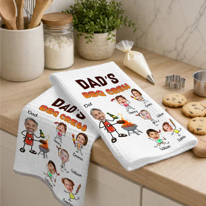 Custom Kitchen Towel for Dad, Heartwarming BBQ Crew Design, Fun Grill Gift for the Family Cook