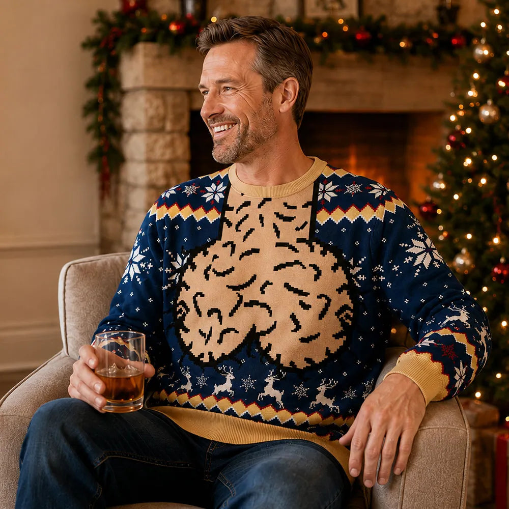 Funny Christmas Printed Sweatshirt, Personalized Reindeer Design, Creative Gift for Him and Shared Laughs