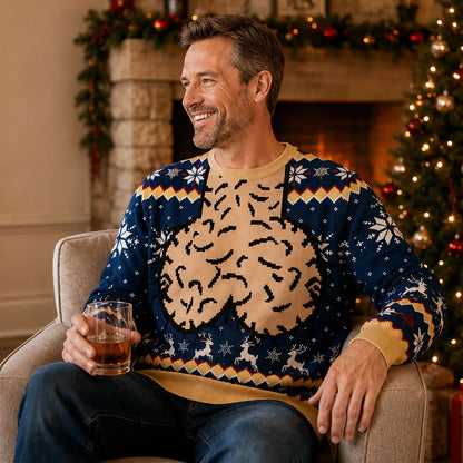 Funny Christmas Printed Sweatshirt, Personalized Reindeer Design, Creative Gift for Him and Shared Laughs