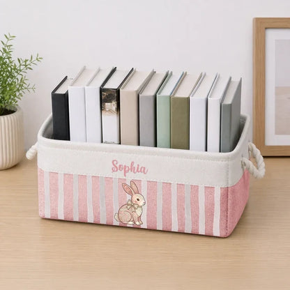 Personalized Cotton Linen Rope Basket, Sweet Animal Nursery Organizer, Creative Keepsake Gift for New Parents