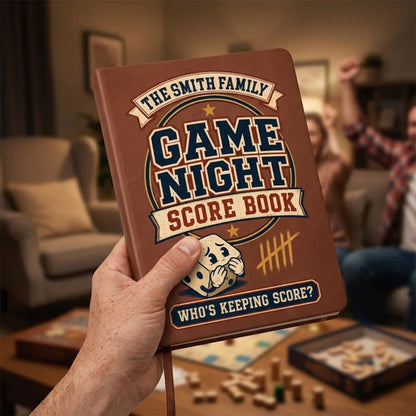 Leather Journal, Personalized Who's Keeping Score Family Game Night Keepsake, Creative Gift for Board Game Fans