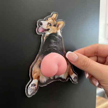Personalized Silicone Butt Acrylic Magnet with Cat & Dog Design, Creative Gift for Pet Owners