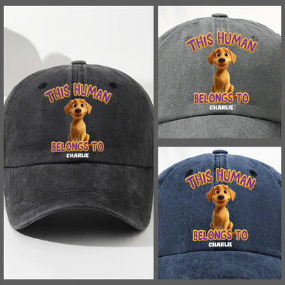Denim Dog Lover Cap with Puppy Art, Adjustable Fit