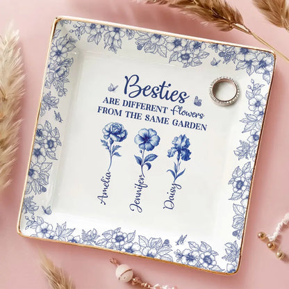 Personalized Sisters Jewelry Dish, Custom Floral Vanity Decor, Unique Gift for Sister, Sweet Daily Keepsake