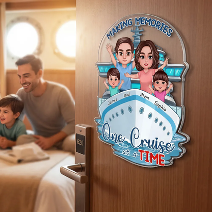 Personalized Acrylic Magnet Cruise Ship Family Waving Door Decor Making Memories One Cruise at a Time Unique Gift