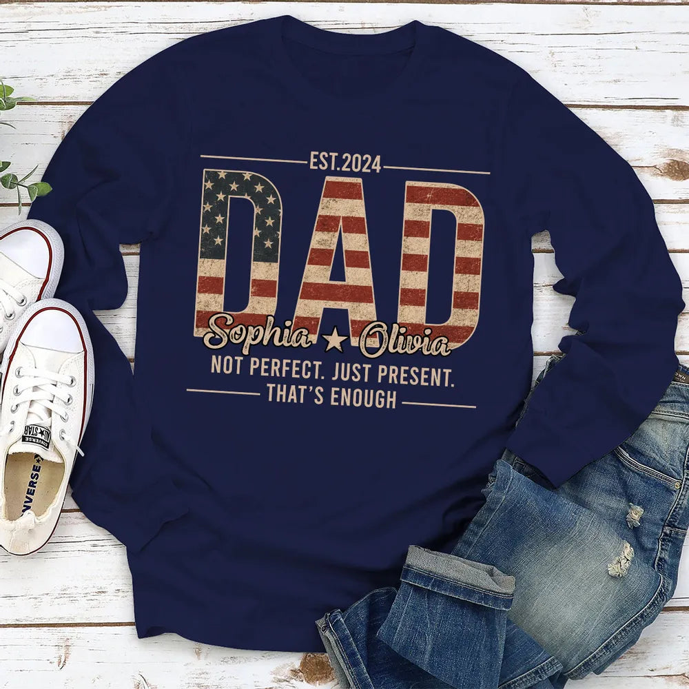 Custom Dad Classic Tee with Heartfelt Quote, Vintage Flag Look, Unique Gift for Father
