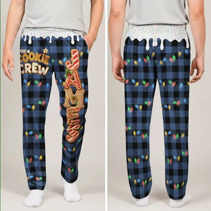 Printed Lounge Pants, Personalized Cookie Crew Lights and Plaid, Heartwarming Creative Christmas Gift for Family