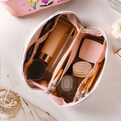 Personalized Leather Makeup Bag for Travel Lovers, Beach Girl Quote Design, Unique Gift for Her