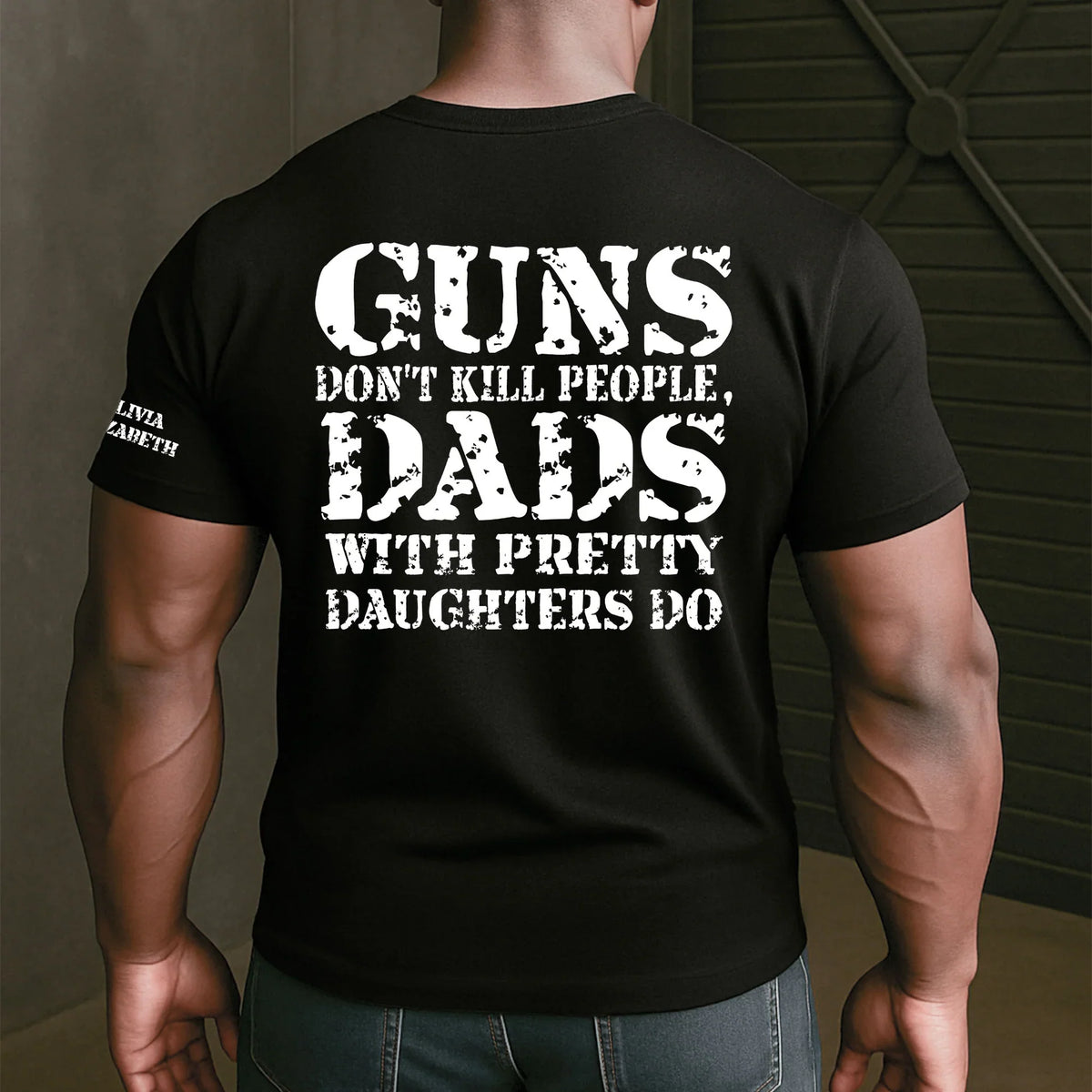 Personalized Dual Print Classic Tee for Dad, Protective Daughter Humor, Unique Creative Gift
