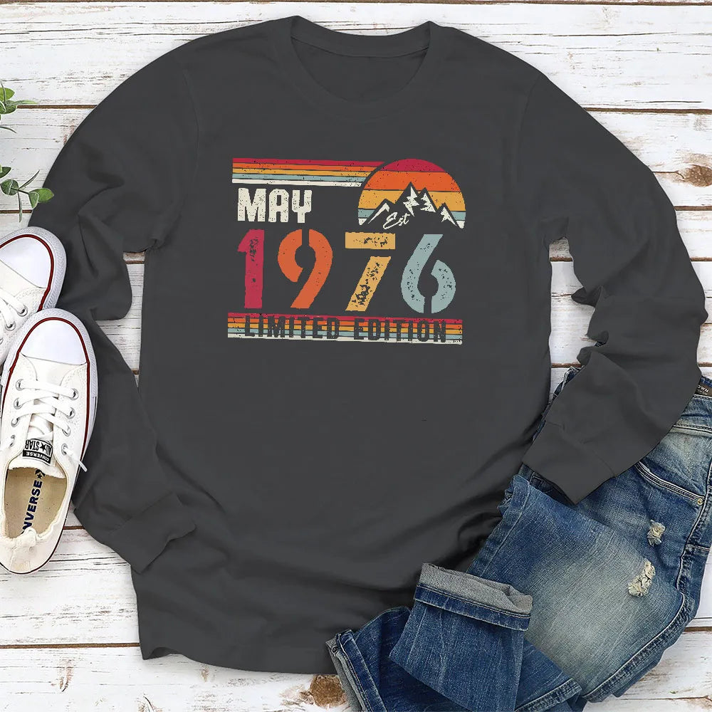 Personalized Classic Tee, Retro Mountain Sunset Limited Edition, Unique Birthday Gift for Dad or Friend