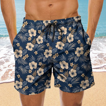 Men's Beach Shorts with Custom Tropical Butt Crack Design, Creative Gift for Guys & Matching Friends