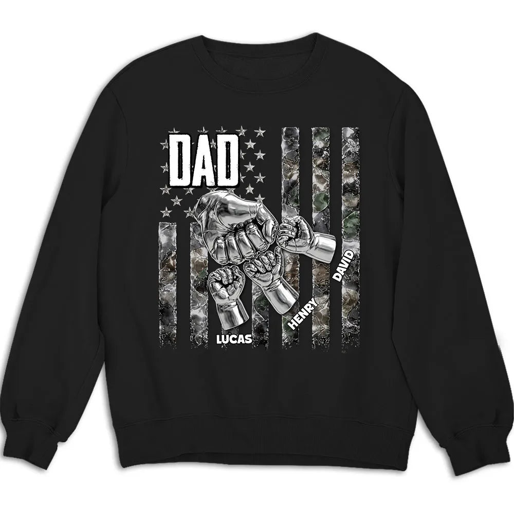 Personalized Dad Fist Bump Classic Tee, Unique Patriotic Gift for Dad With Bold Family Pride